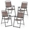 4 Pieces Slatted Design Patio Folding Chairs with Heavy-Duty Metal Frame